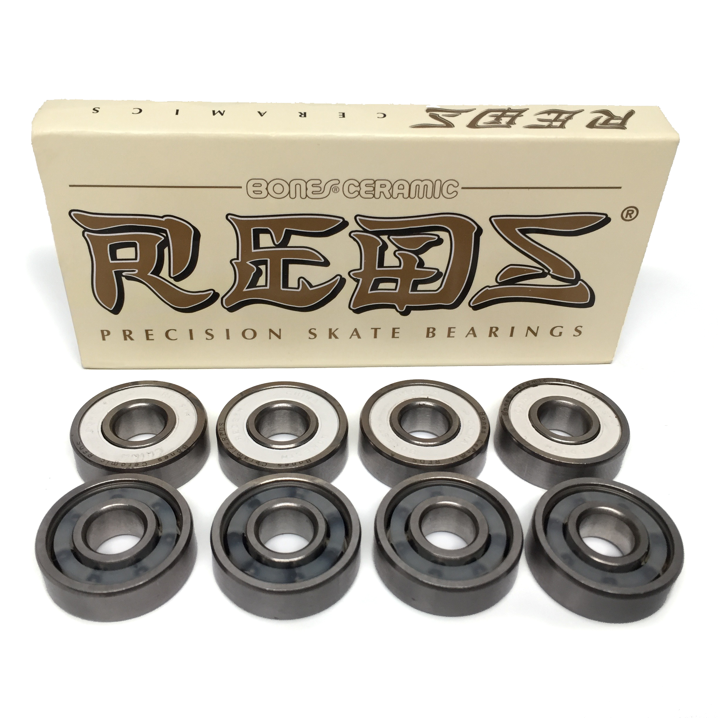 Bones Bearings - 8mm Bones REDS Ceramic Skateboard Bearings - Newtons Shred