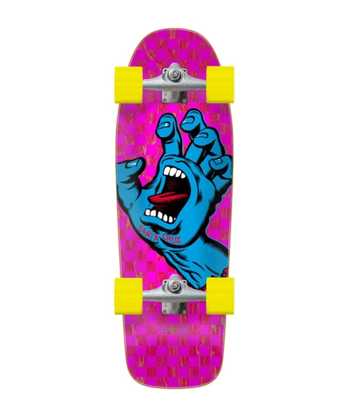 Santa Cruz X Carver Screaming Hand Check 30” Surfskate Complete - Pink