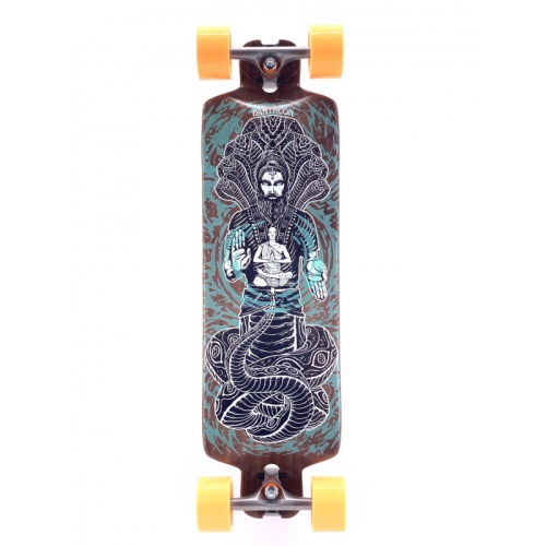 Pantheon Pranayama Patanjali Graphic Longboard Complete - Orangatang Caguama Wheels 80a Orange